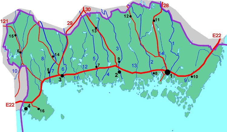 Map on Blekinge
