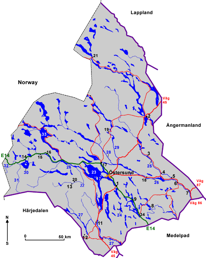 Map on J&auml;mtland