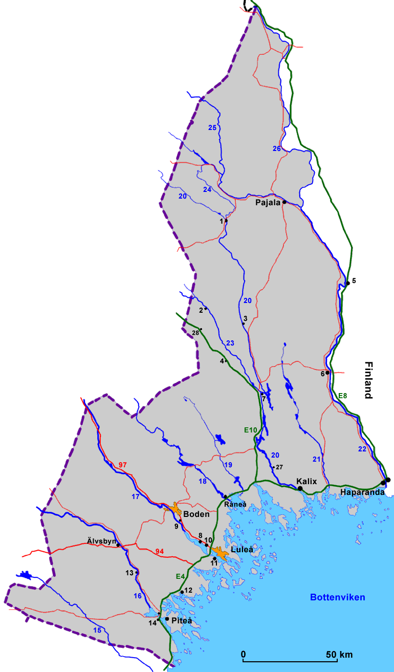 Karta &ouml;ver Norrbotten