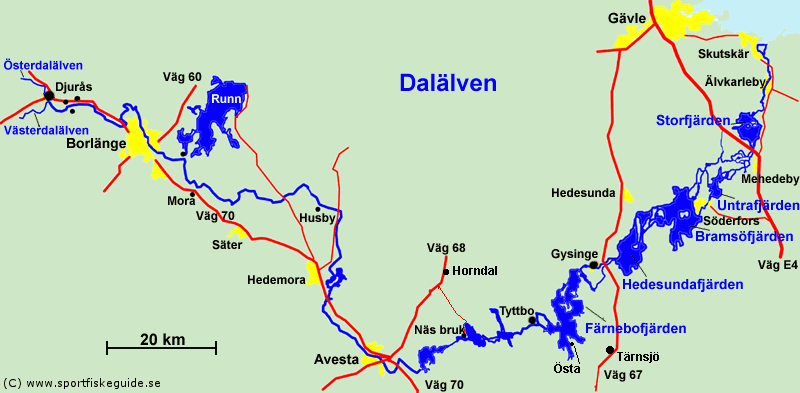 Dalälven i Dalarna, Gästrikland, Uppland. Sportfiske